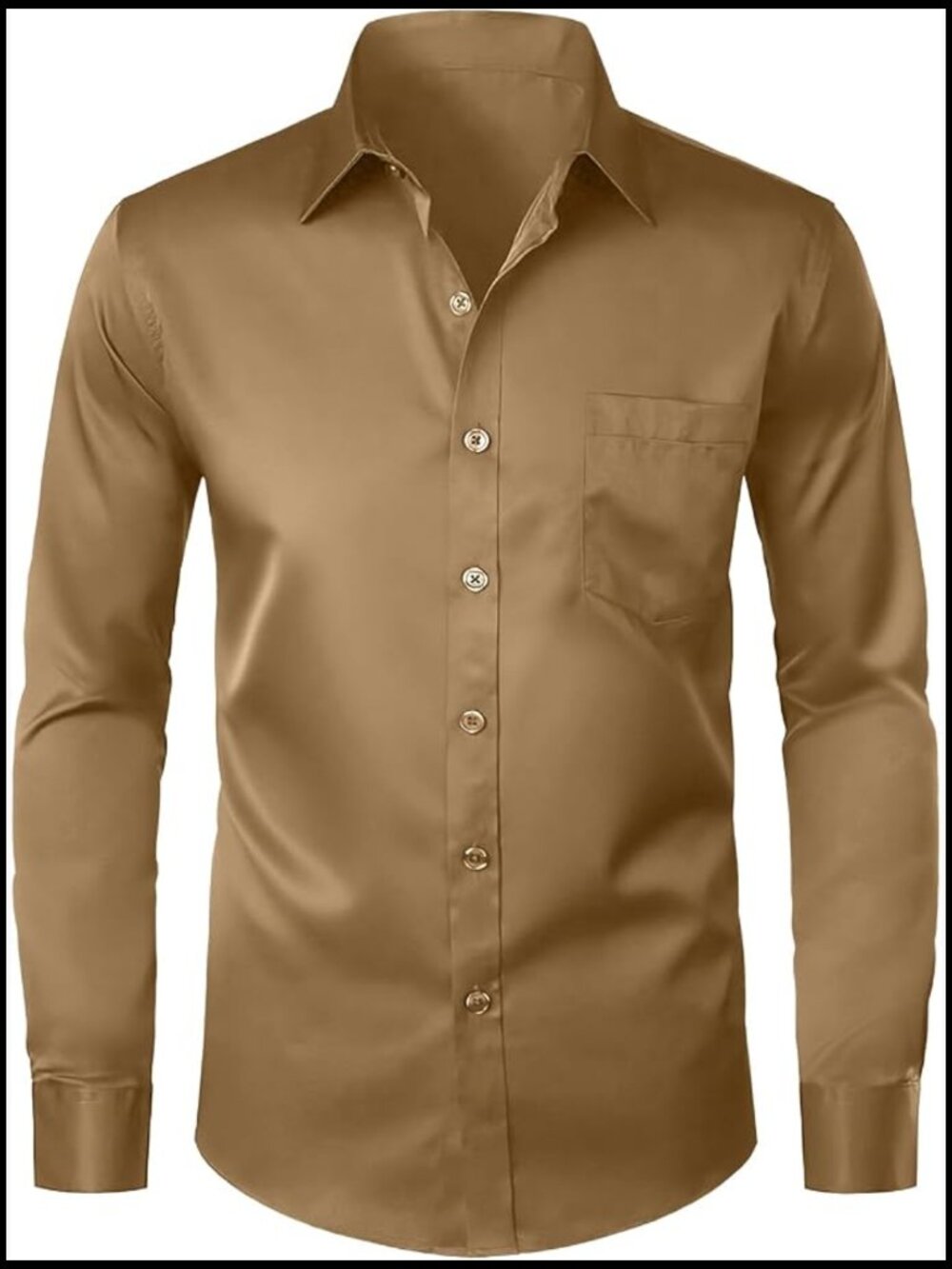 Men's Long Sleeve Button Down Dress Shirt with Pocket Stretch Fabric Business